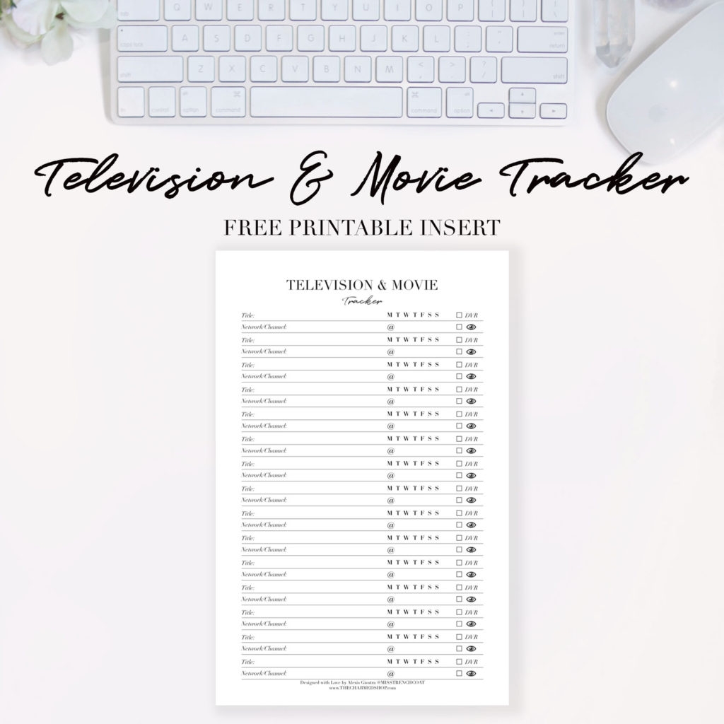 FREE Television Movie Tracker Printable Planner Insert Strange Charmed
