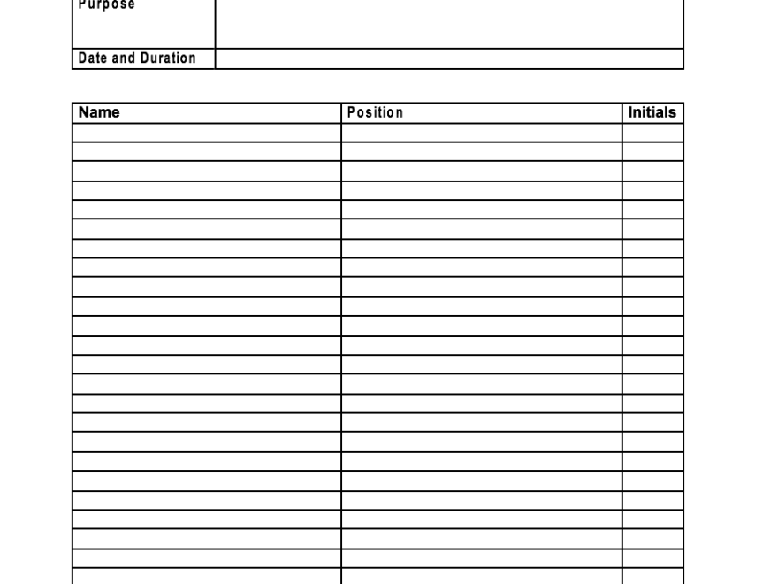 Free Training Sign in Sheet Template PDF Word EForms