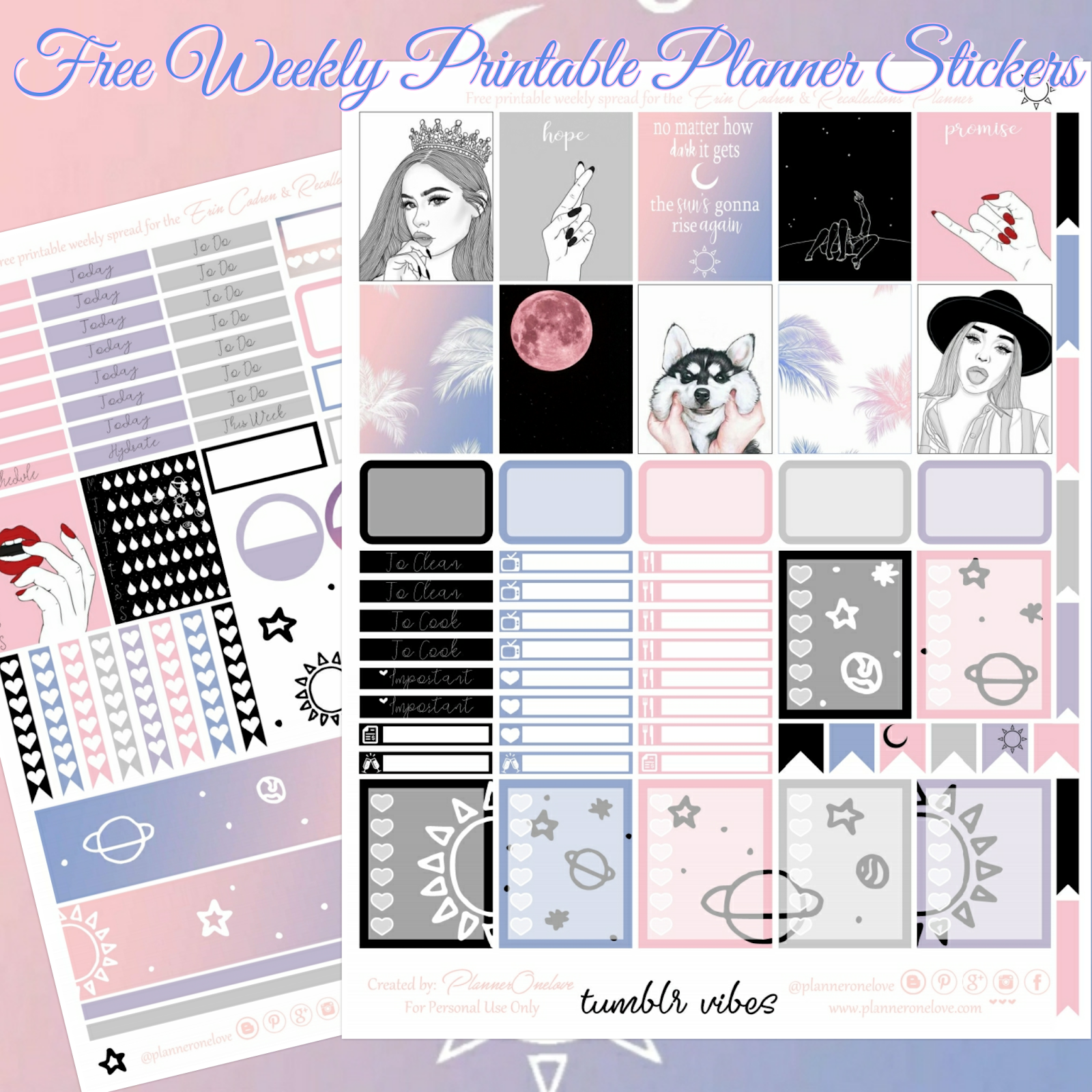 Free Tumblr Vibes Printable Planner Stickers For The Erin Condren Worksheets Library