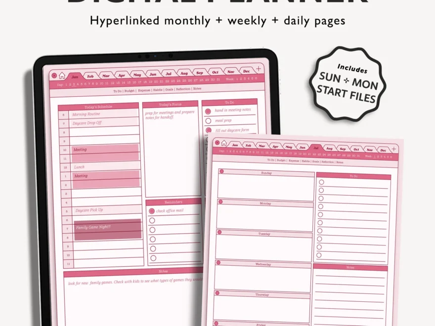 Free Undated Digital Planner Aesthetic Browser Jena W Designs