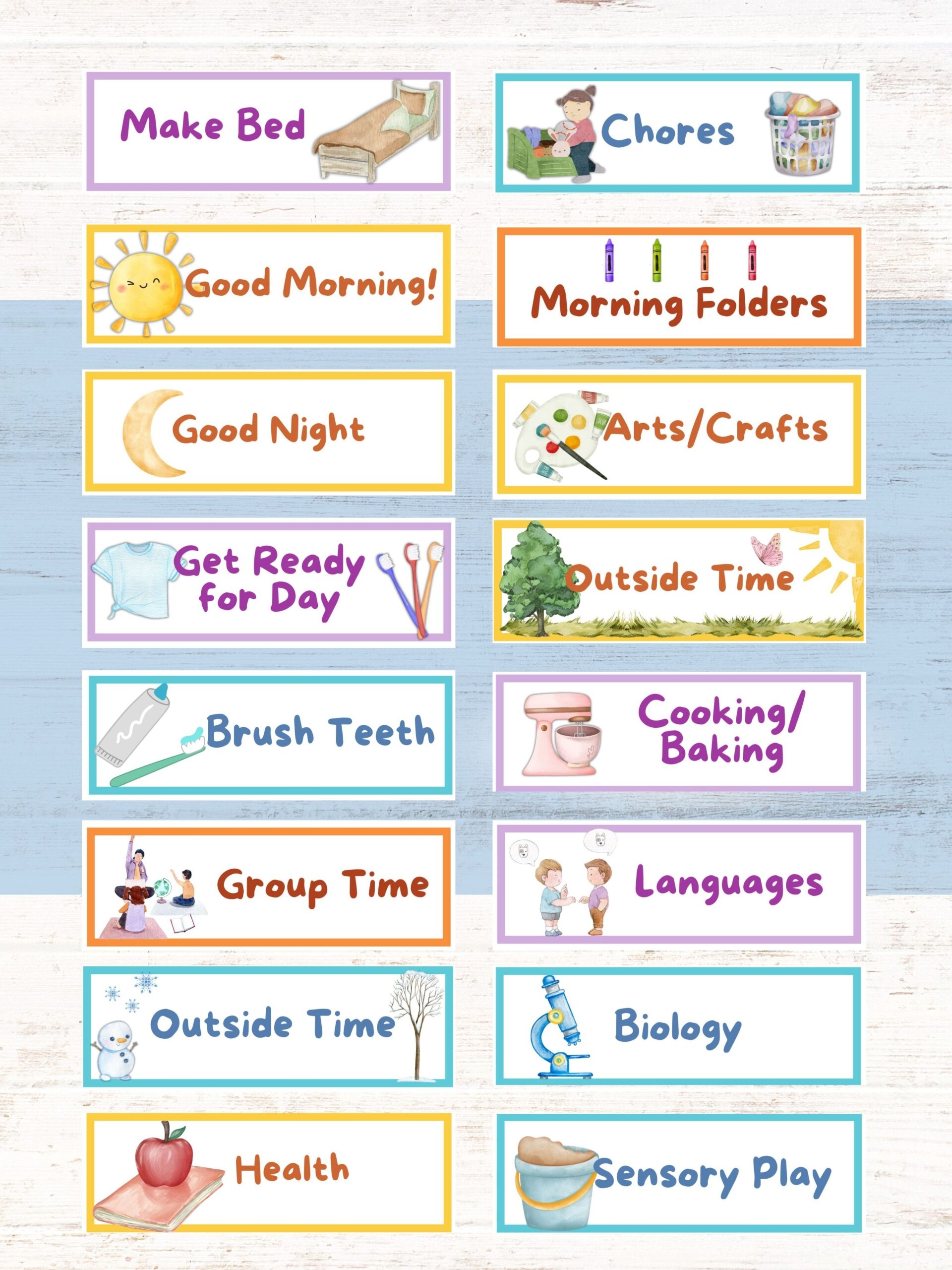 Free Printable Picture Schedule Cards