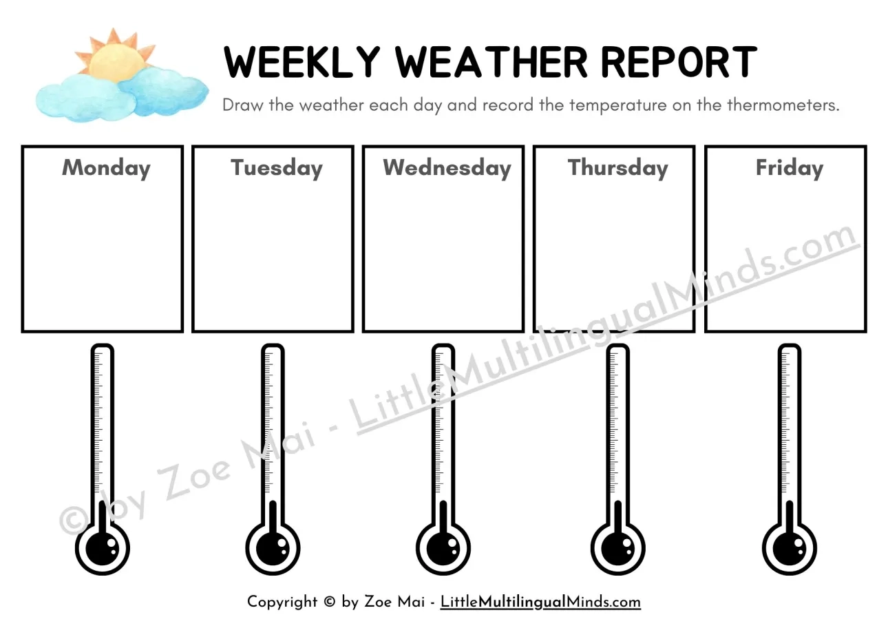 Free Weather Chart For Preschool Pre K And Kindergarten 