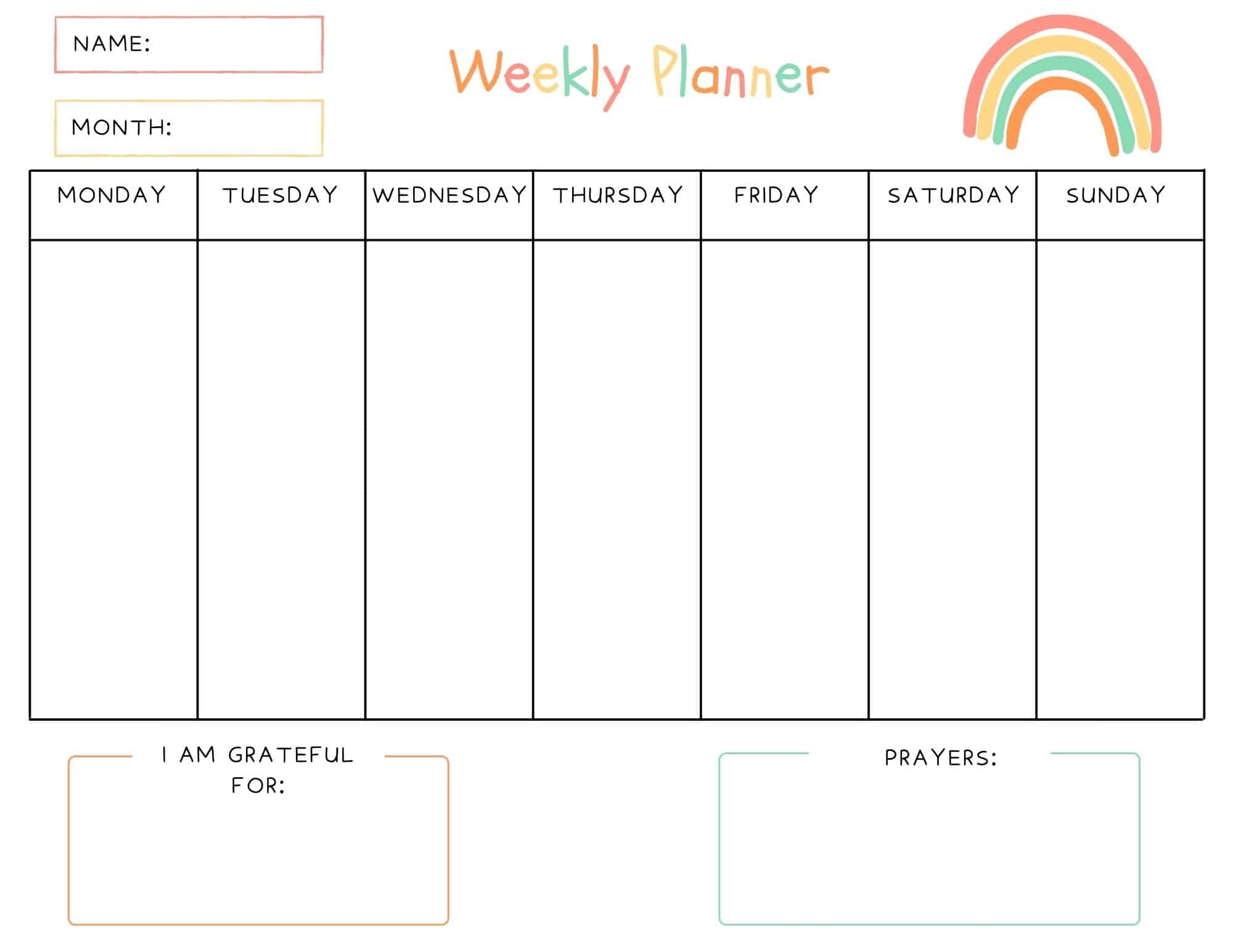 Free Weekly Planner For Kids with Prayers Gratitude Out Upon The Waters Free Weekly Planner For Kids with Prayers Gratitude Out Upon The Waters