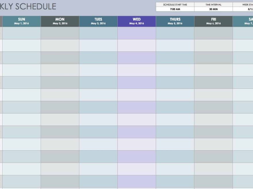 Free Weekly Schedule Templates For Excel Smartsheet