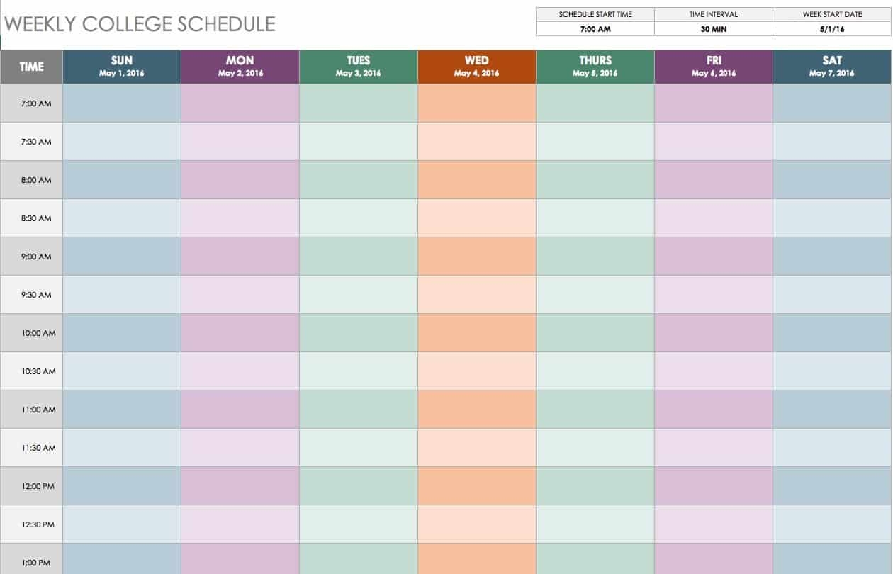 Free Printable Weekly Excel Schedule
