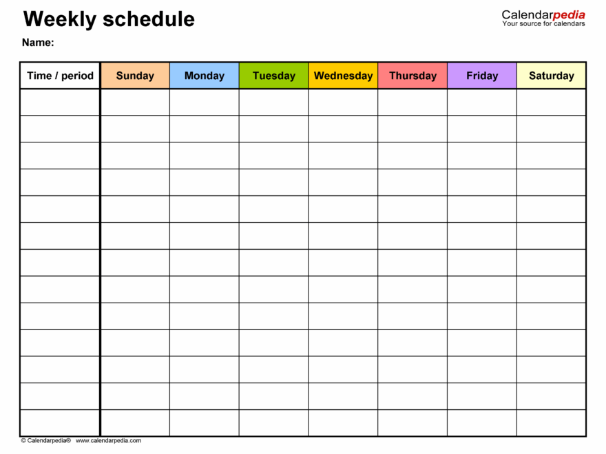 Free Weekly Schedules For PDF 24 Templates