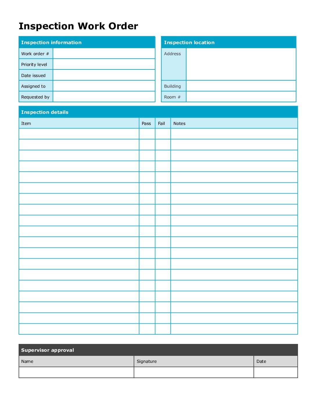 Free Work Order Form Templates Customizable Printable FMX