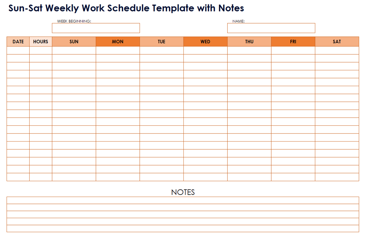 Blank Work Schedule Calendar Printable