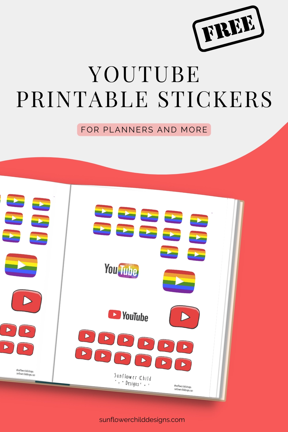 FREE YouTube Sticker Printable For Youtube Tracker For Bullet Journal Sunflower Child Designs