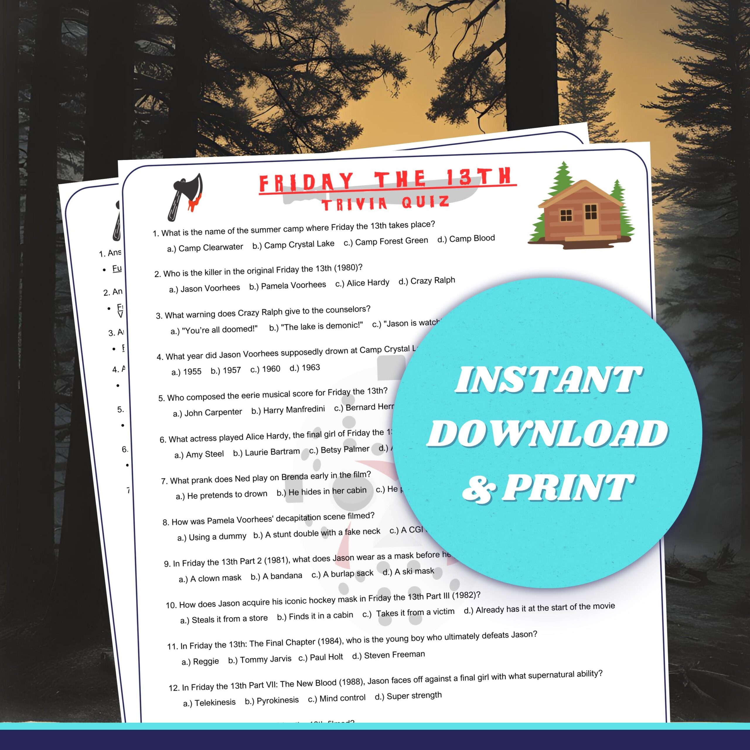 Friday The 13th Trivia Printable
