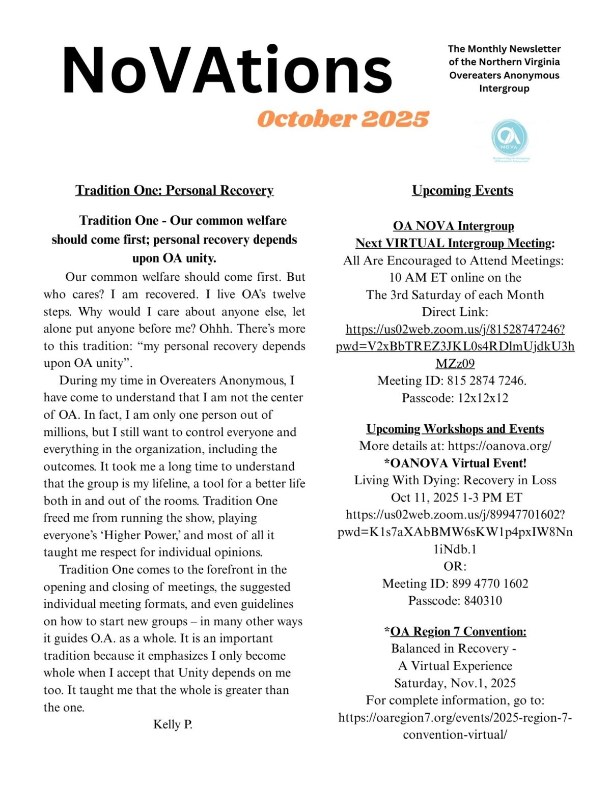 Front Archives OA NoVA Intergroup