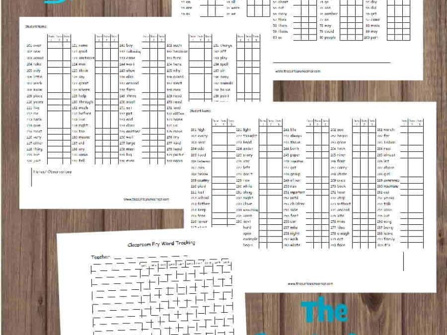 Fry Word Checklists The Curriculum Corner 123