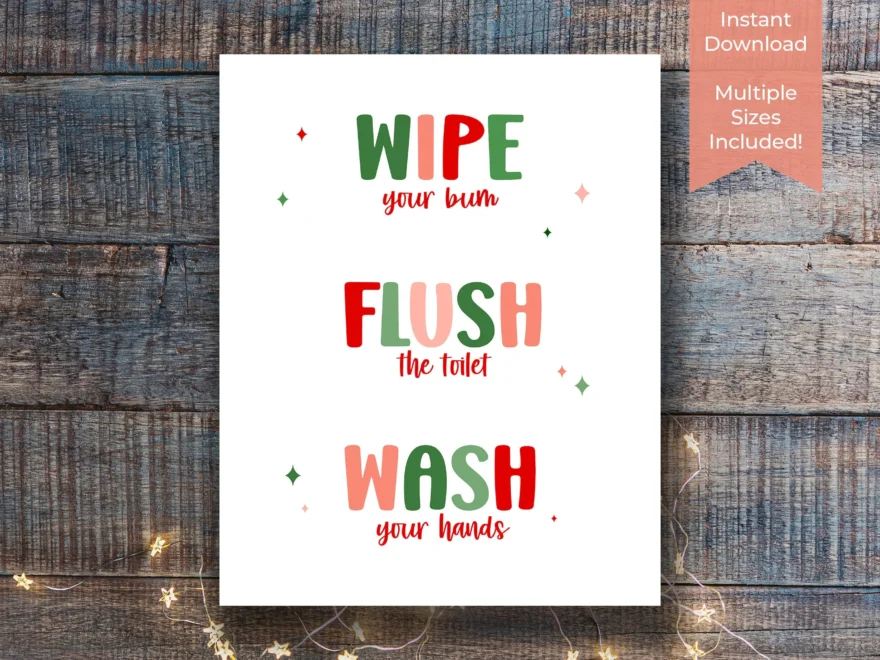 Funny Christmas Bathroom Rules Printable Sign Holiday Decor digital Download Etsy