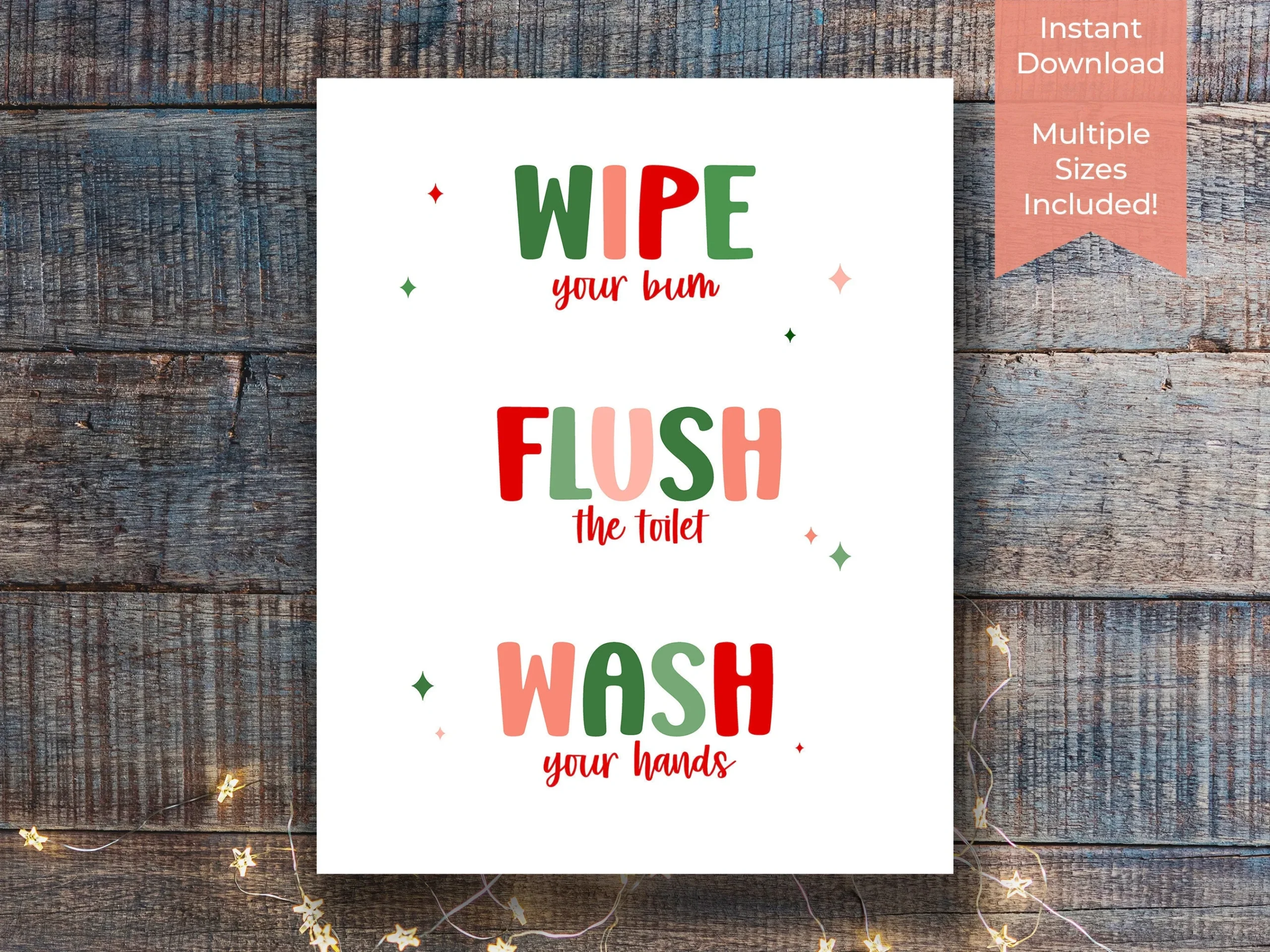 Funny Christmas Bathroom Rules Printable Sign Holiday Decor digital Download Etsy