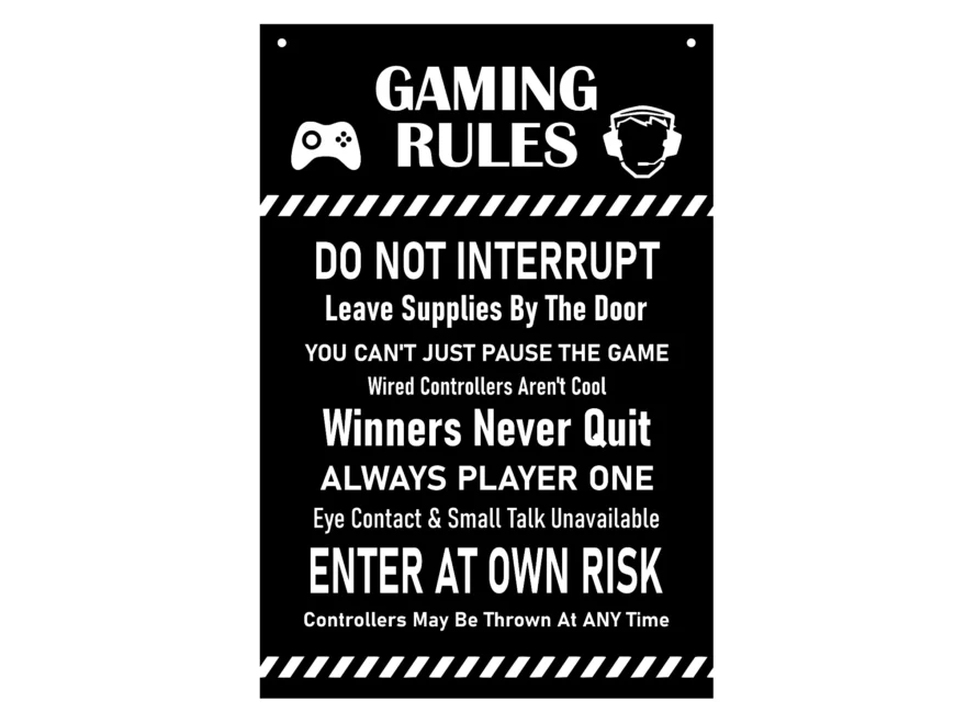 Gaming Rules Sign Personalised Memorial NBNE Signs North By North East