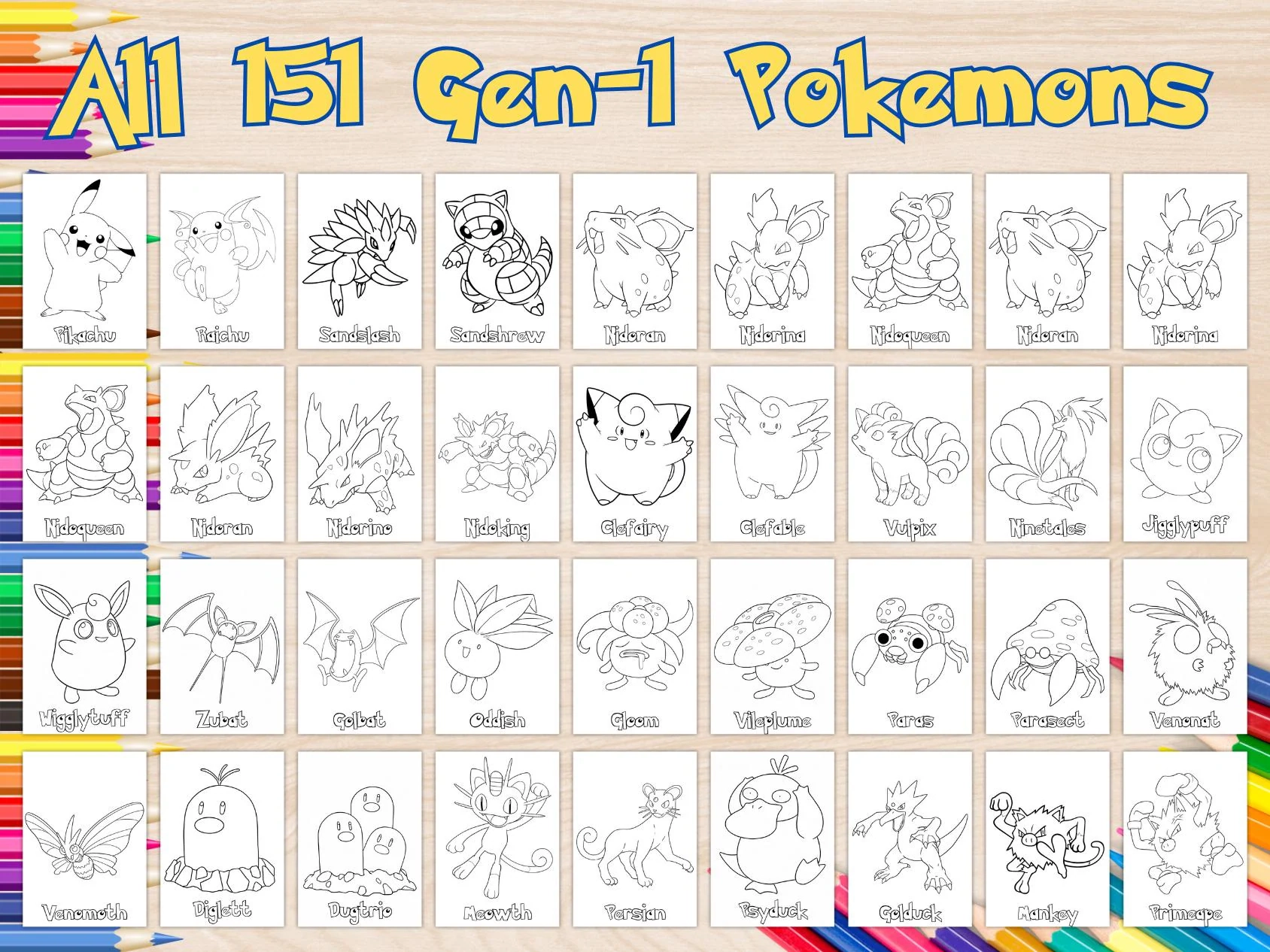 Gen 1 Pokemon Coloring Book All 151 Kanto Pokemon Printable Coloring Pages Etsy Gen 1 Pokemon Coloring Book All 151 Kanto Pokemon Printable Coloring Pages Etsy