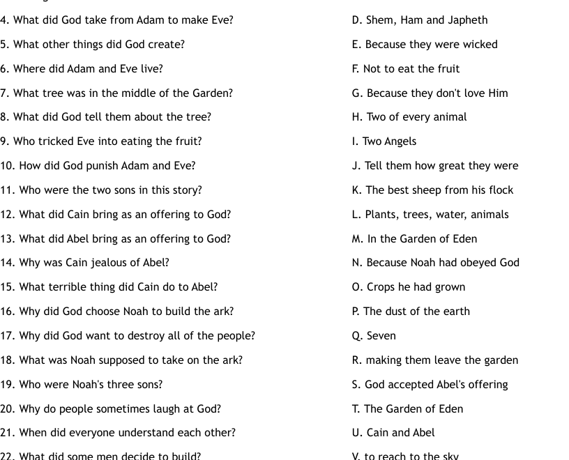 Genesis Worksheet WordMint