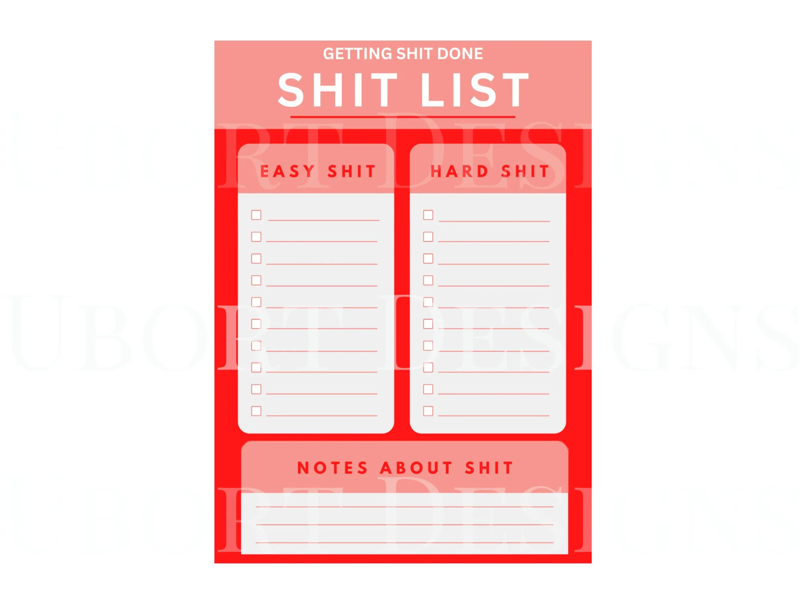Shit To Do List Printable