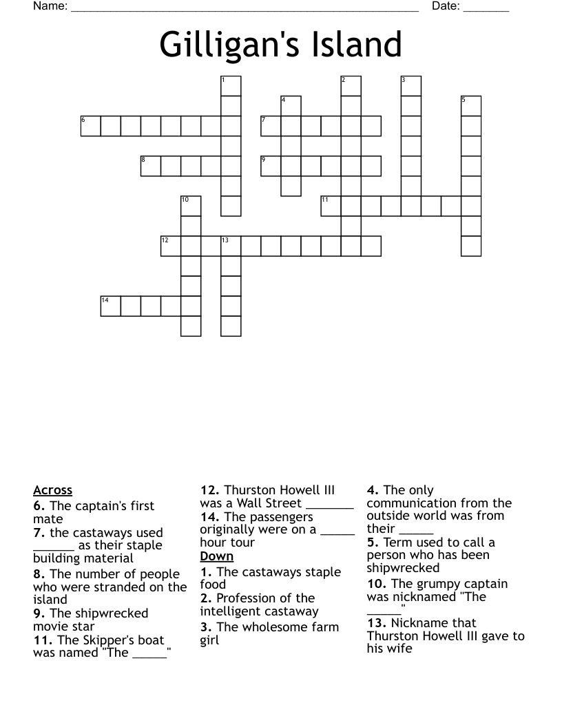 Gilligan s Island Crossword WordMint