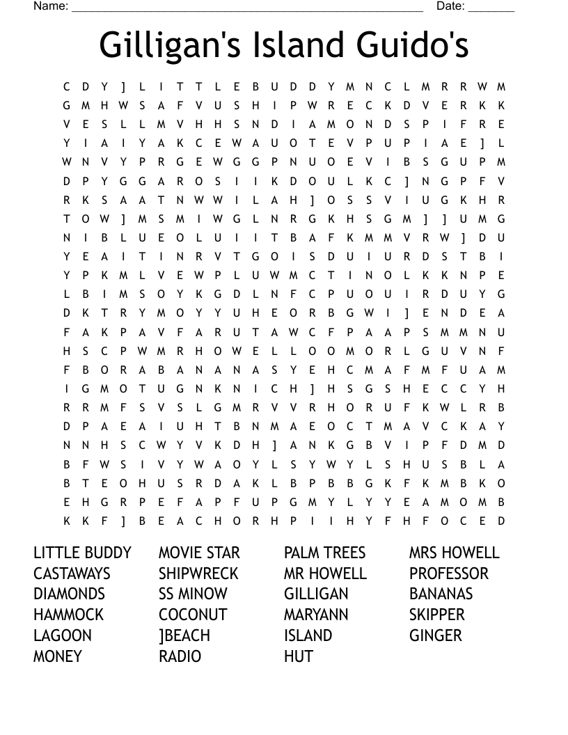 Gilligan s Island Guido s Word Search WordMint