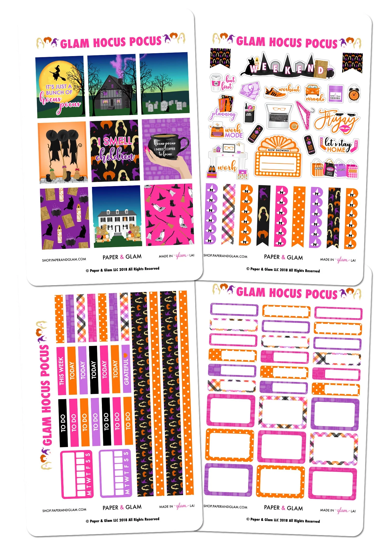 Glam Hocus Pocus Weekly Kit Digital Planner Stickers Paper Glam Planners Stickers Seasonal Living