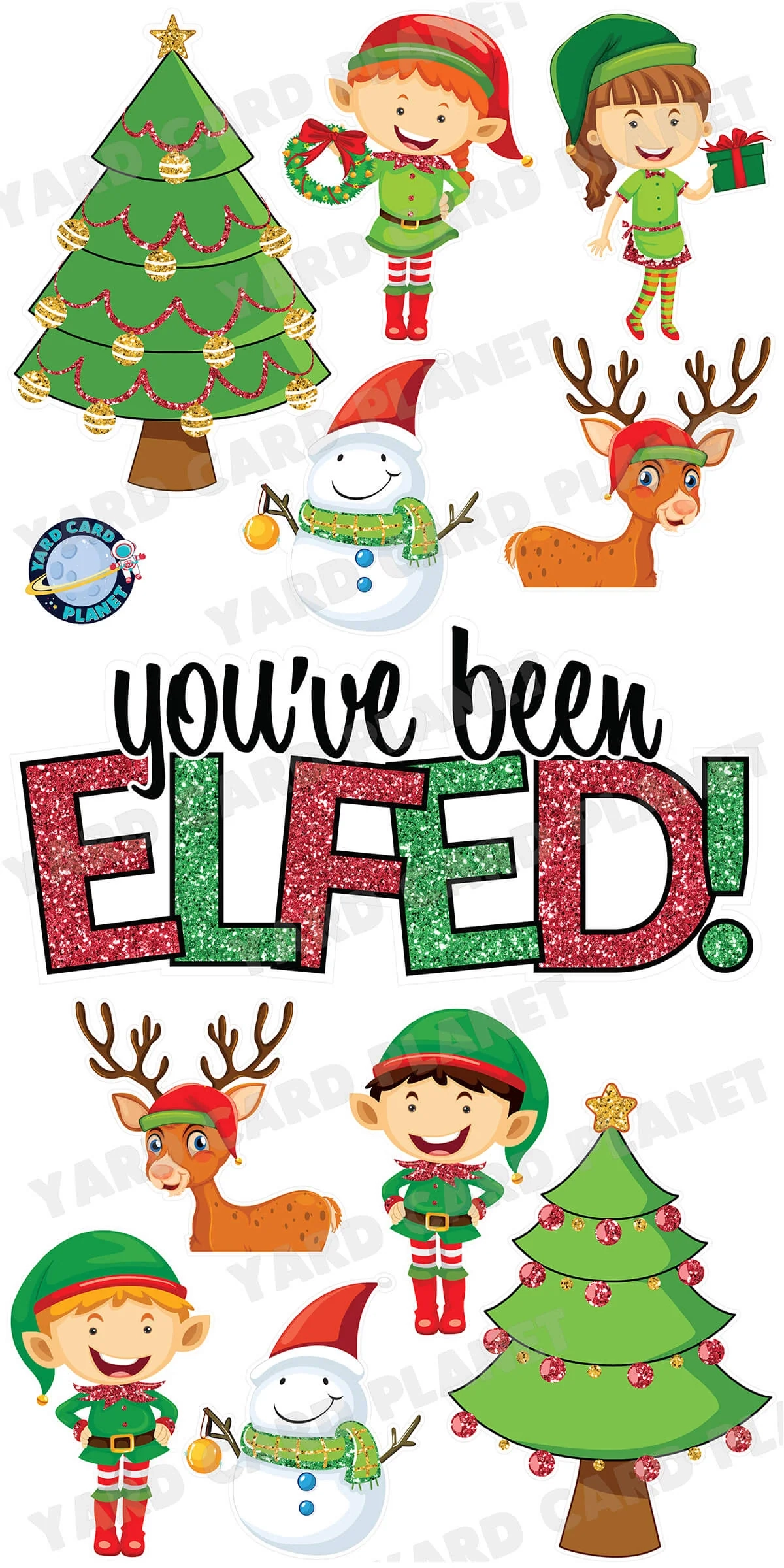 Glitter Pattern You ve Been Elfed Christmas EZ Quick Sign And Yard Car