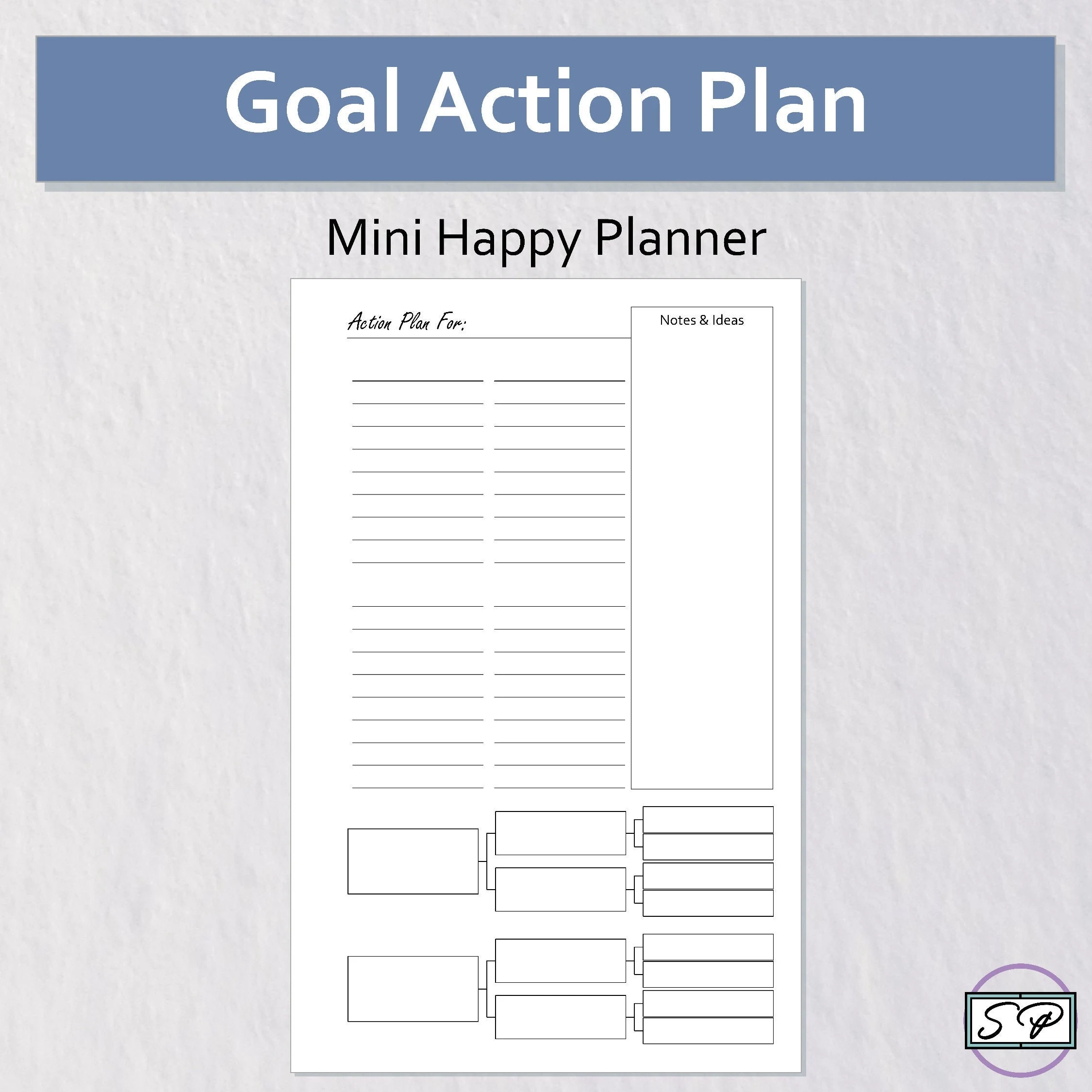Goal Setting Action Plan Insert Mini Happy Planner Size Printable Minimal Planner Productivity Goals Worksheet Goal Tracker Etsy