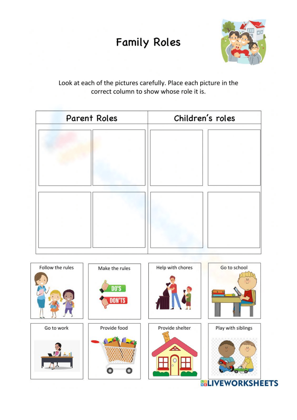 Grade 1 Family Roles Worksheets Grade 1 Family Roles Worksheets