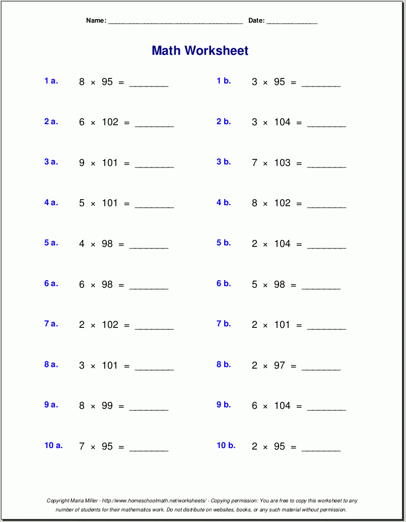 Grade 5 Multiplication Worksheets Grade 5 Multiplication Worksheets