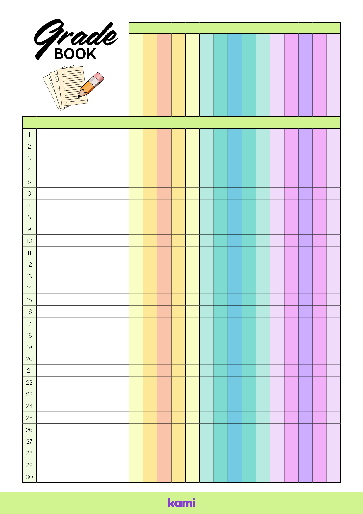 Teacher Grade Sheets Printable