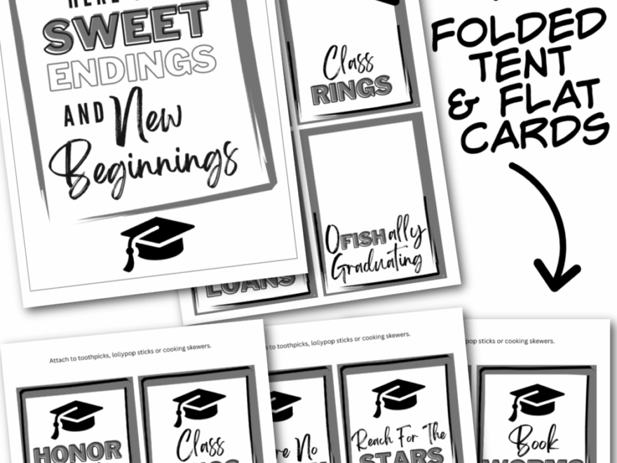 Gray Graduation Candy Buffet Signs OhMy Creative Shop