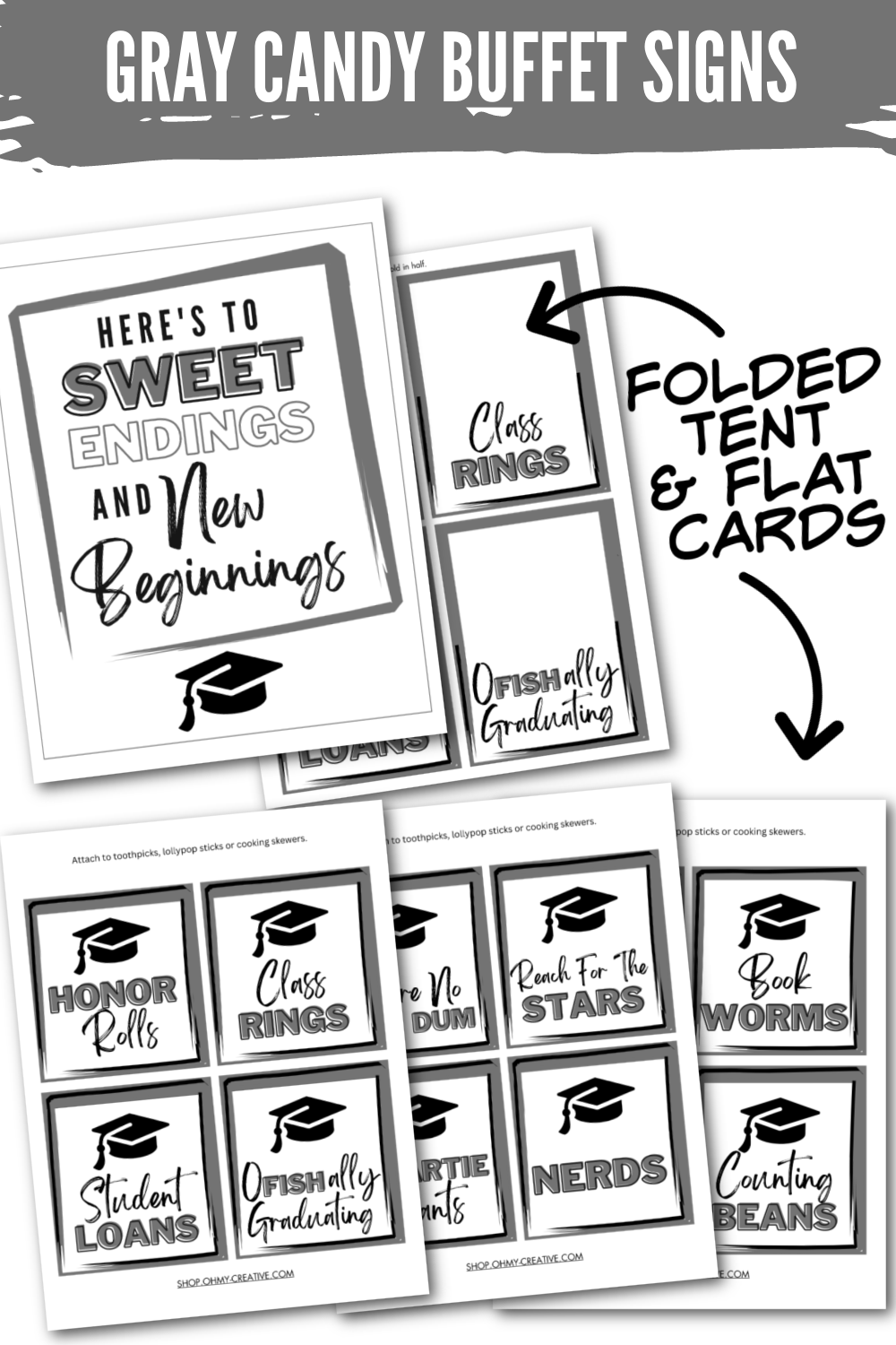Gray Graduation Candy Buffet Signs OhMy Creative Shop Gray Graduation Candy Buffet Signs OhMy Creative Shop