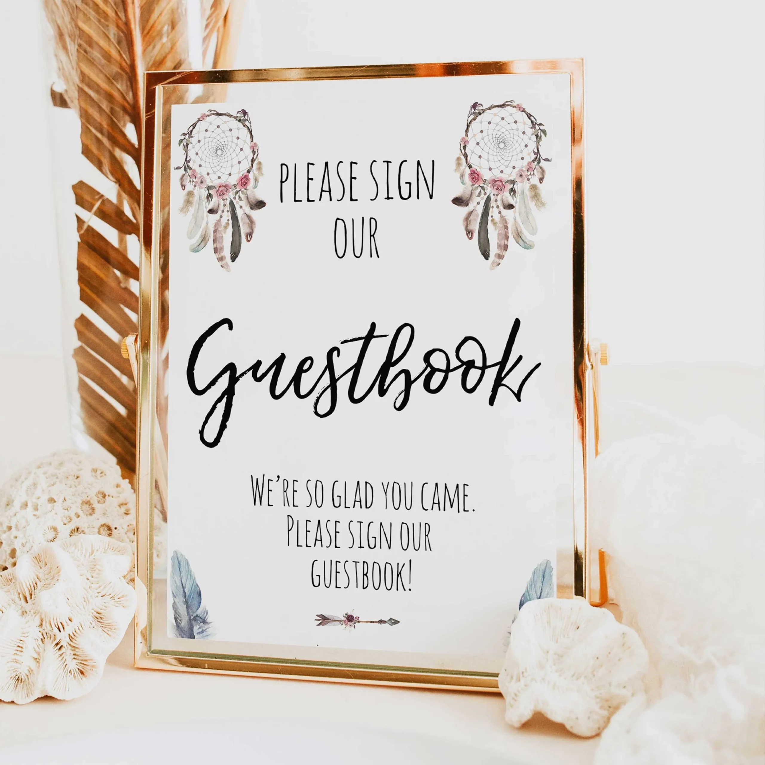Guestbook Sign Boho Dreams Printable Baby Shower Signs OhHappyPrintables