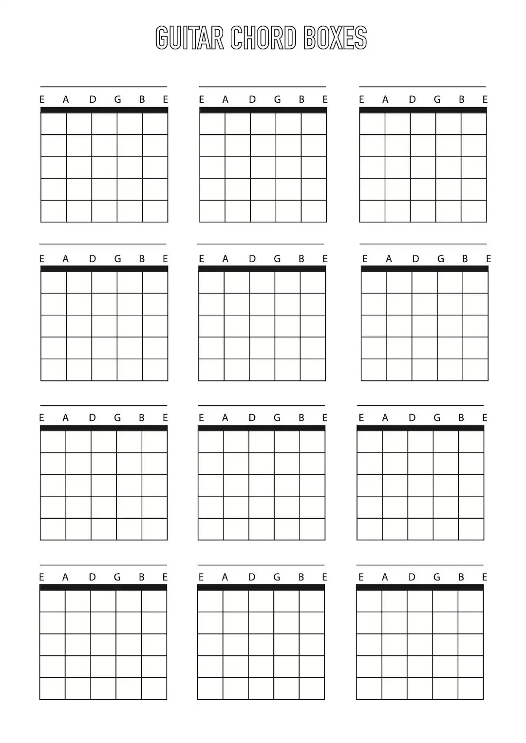 Blank Guitar Chord Chart Free Printables