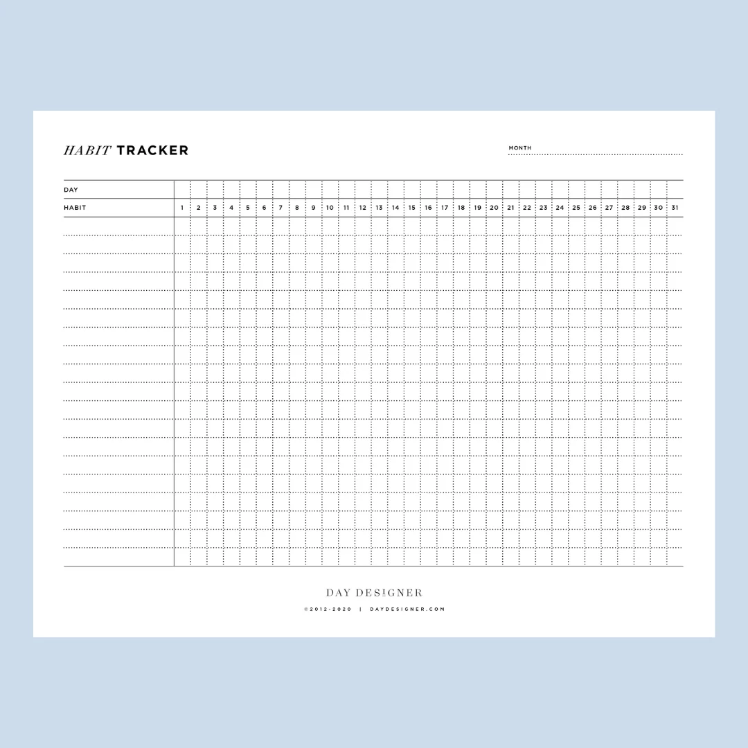 Habit Tracker Free Printable Day Designer