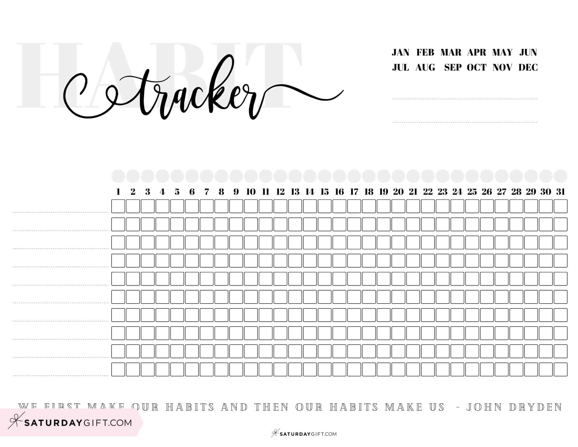 Habit Tracker Printable 43 Cute Free Printable Habit Trackers