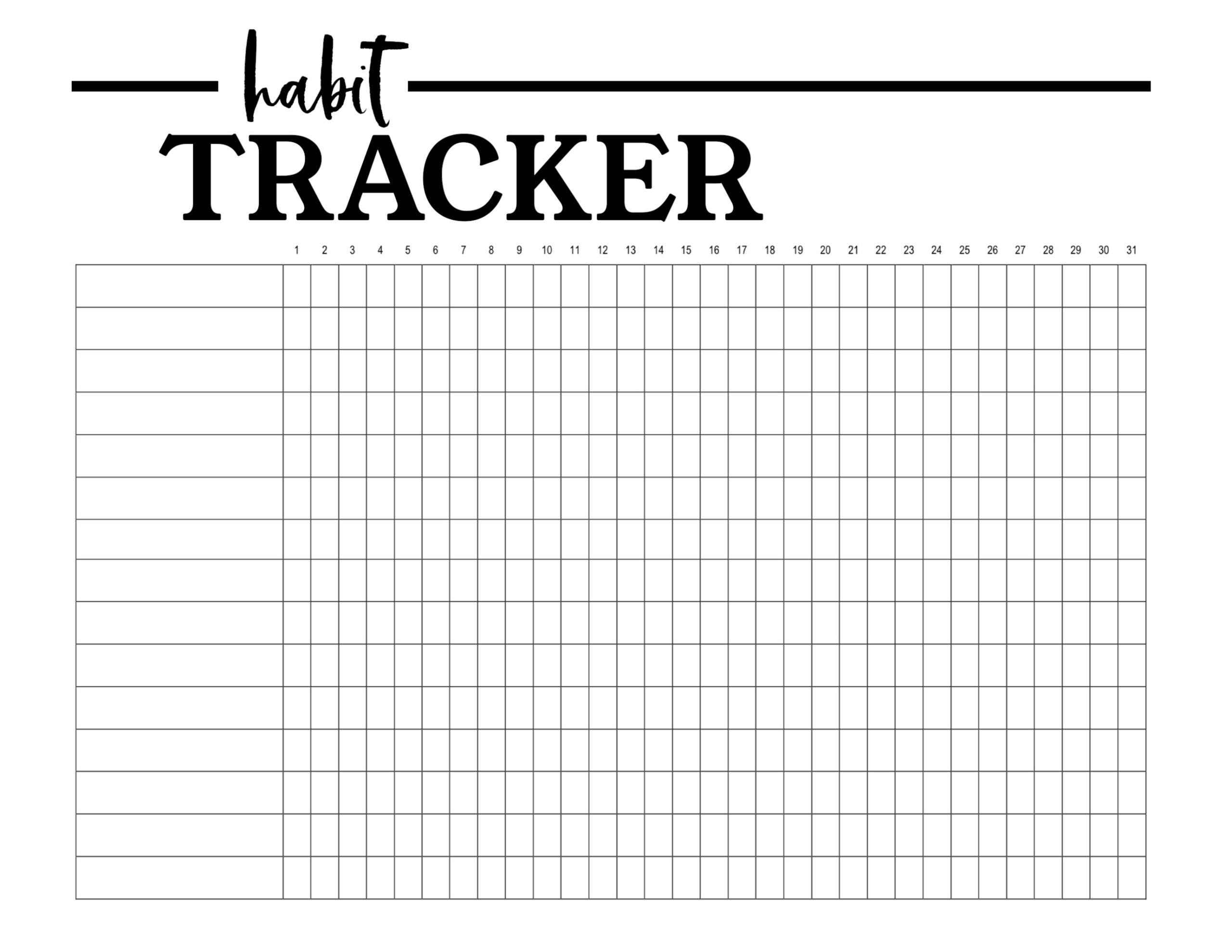 Habit Tracker Chart Printable