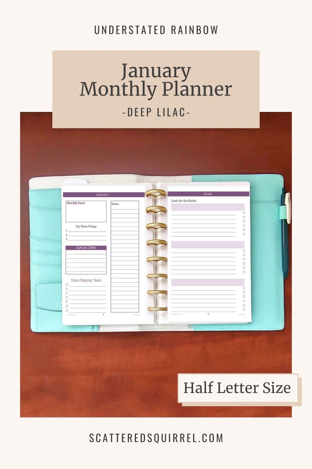 Half Size Monthly Planner Printables Half Size Monthly Planner Printables