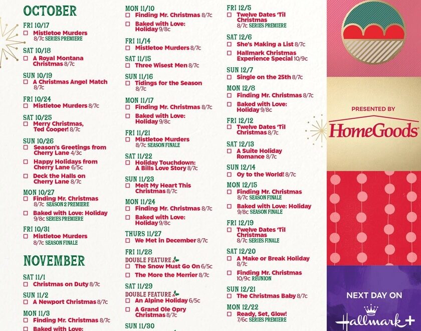 Hallmark Channel Premiere Movies Series Countdown To Christmas 2025