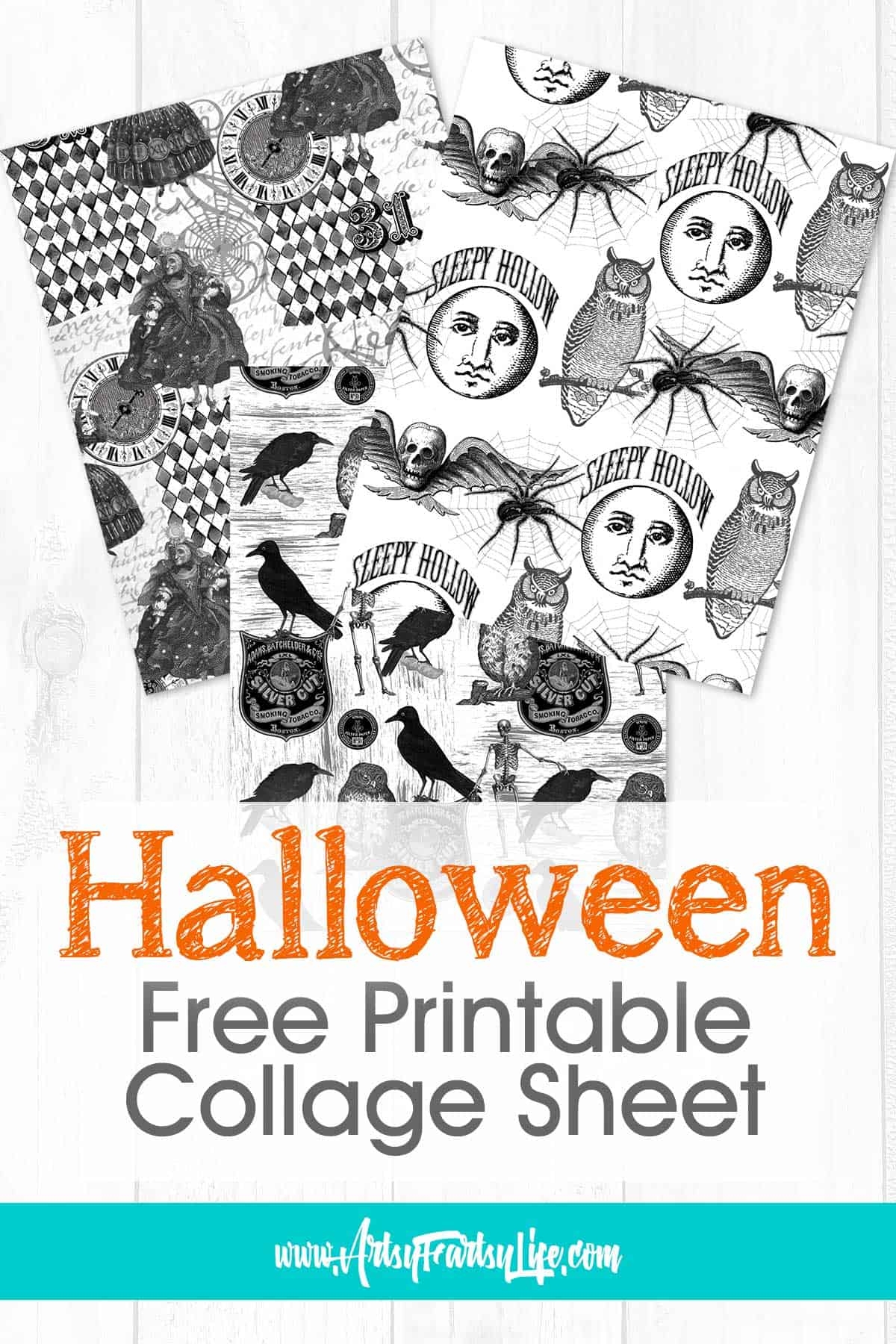 Halloween Collage Sheet Free Black And White Printable Artsy Fartsy Life