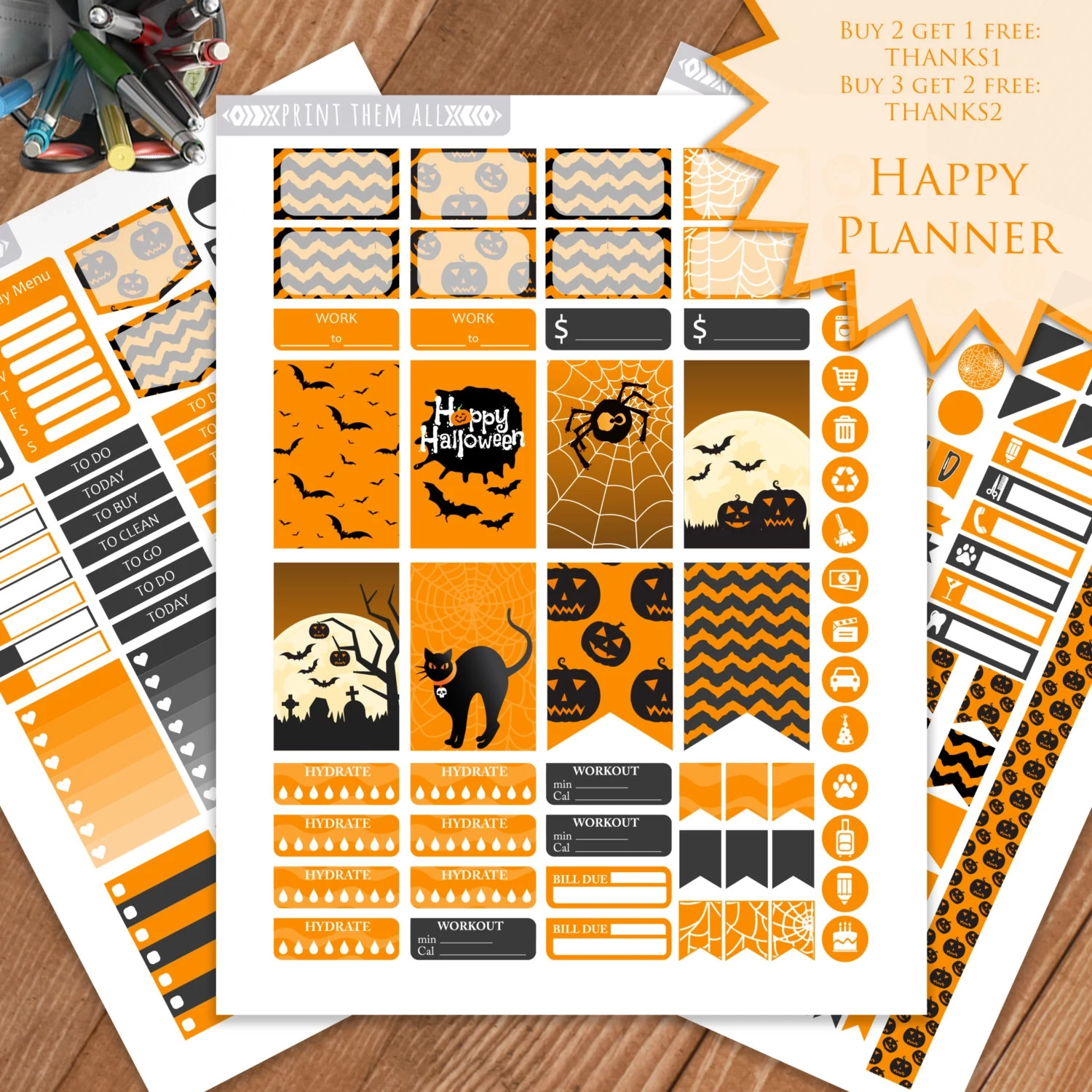Halloween Printable Planners Stickers