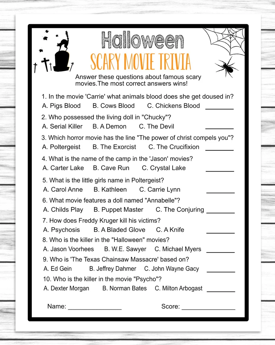 Movie Trivia Quiz Printable Movie Trivia Quiz Printable