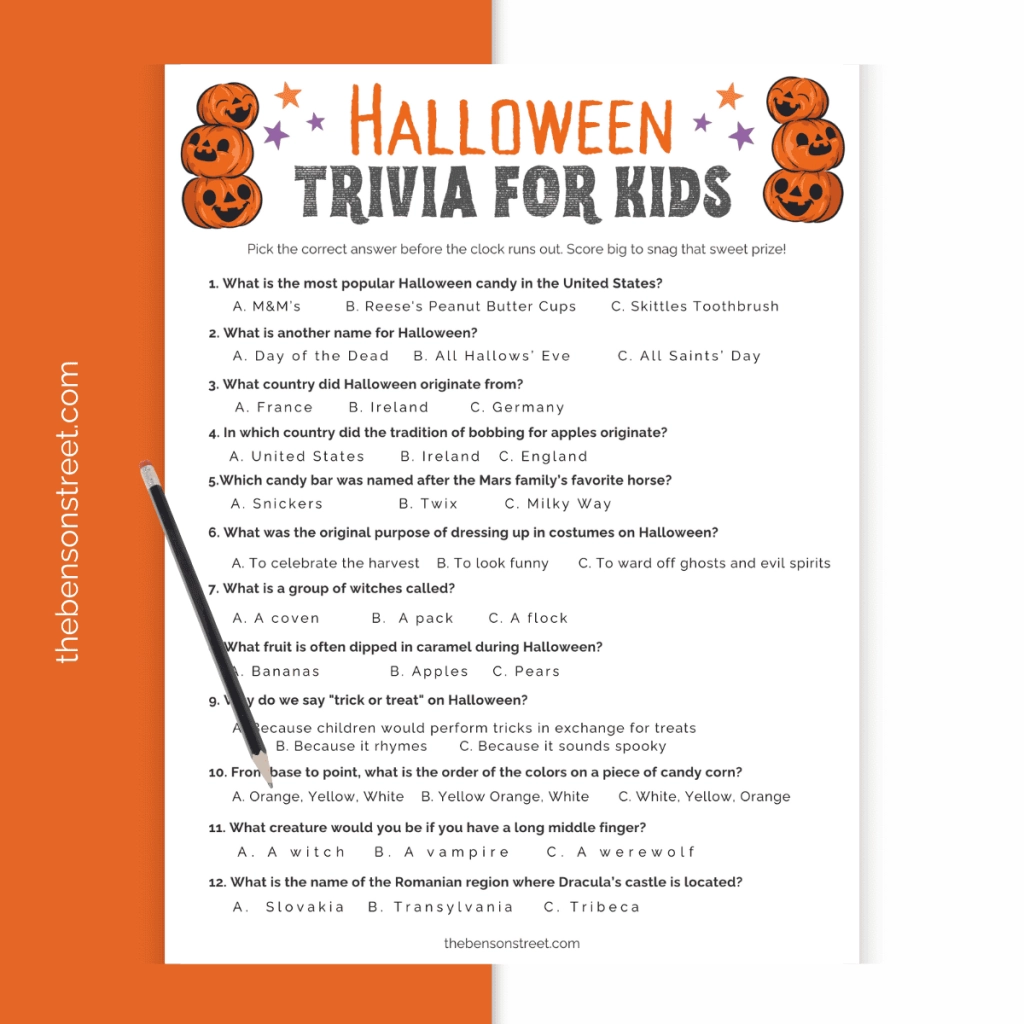 Printable Free Halloween Trivia Printable Free Halloween Trivia