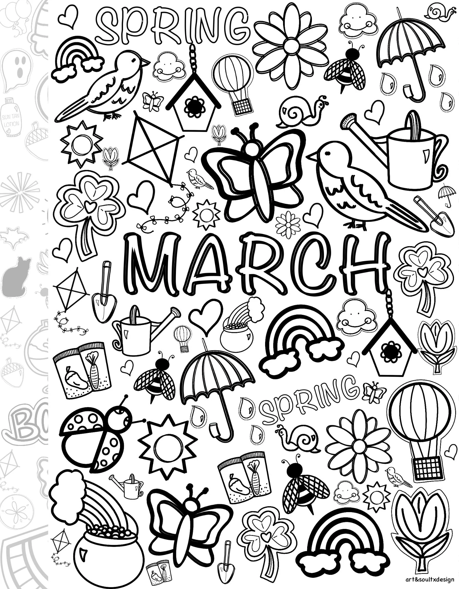 March Printable Coloring Sheet March Printable Coloring Sheet