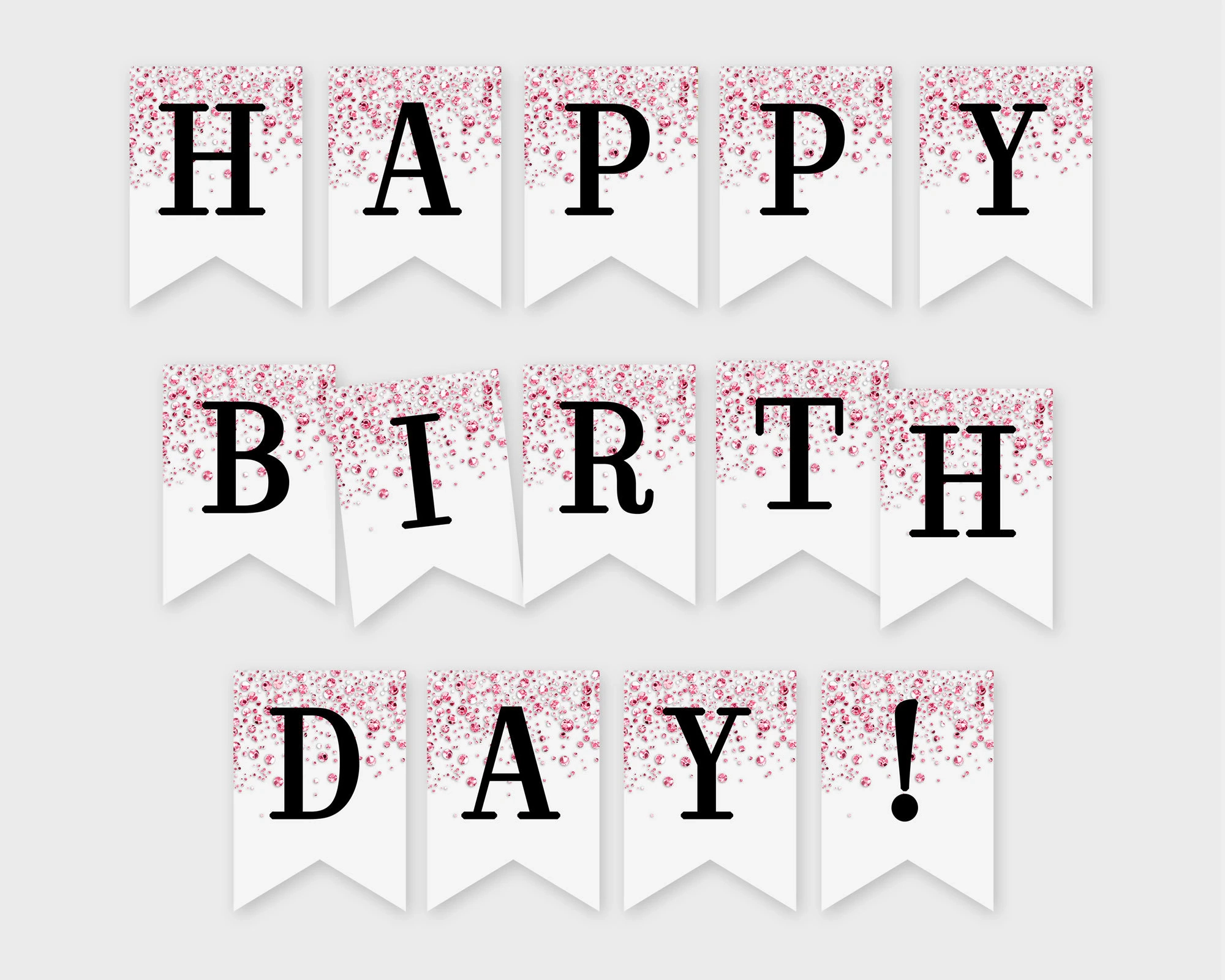Happy Birthday Printable Banner Pink Confetti Glitters Printable PDF DIY Print Instant Download 4CG Etsy Happy Birthday Printable Banner Pink Confetti Glitters Printable PDF DIY Print Instant Download 4CG Etsy