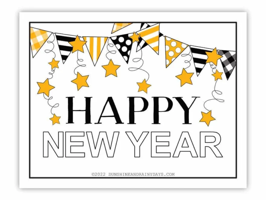 Happy New Year Printable Sign PDF Sunshine And Rainy Days