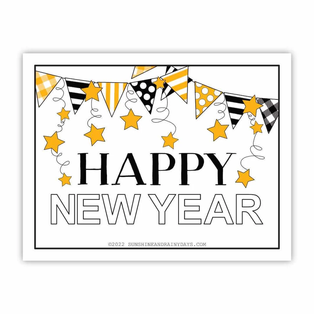 Happy New Year Printable Sign PDF Sunshine And Rainy Days