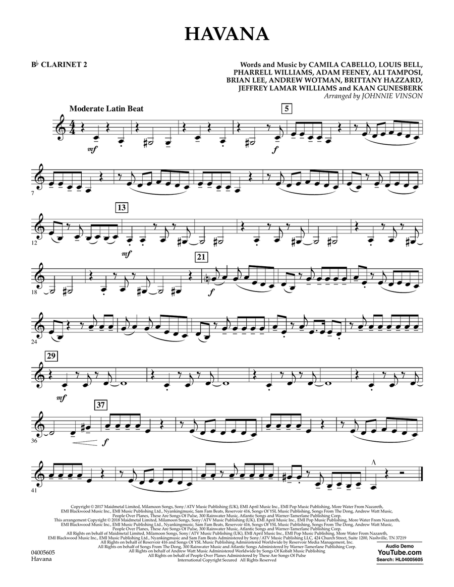 Havana Bb Clarinet 2 By Johnnie Vinson Concert Band Beginning Digital Sheet Music Sheet Music Plus Havana Bb Clarinet 2 By Johnnie Vinson Concert Band Beginning Digital Sheet Music Sheet Music Plus