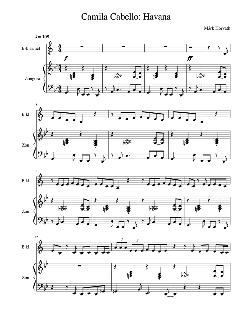 Havana Sheet Music For Clarinet Printable Havana Sheet Music For Clarinet Printable