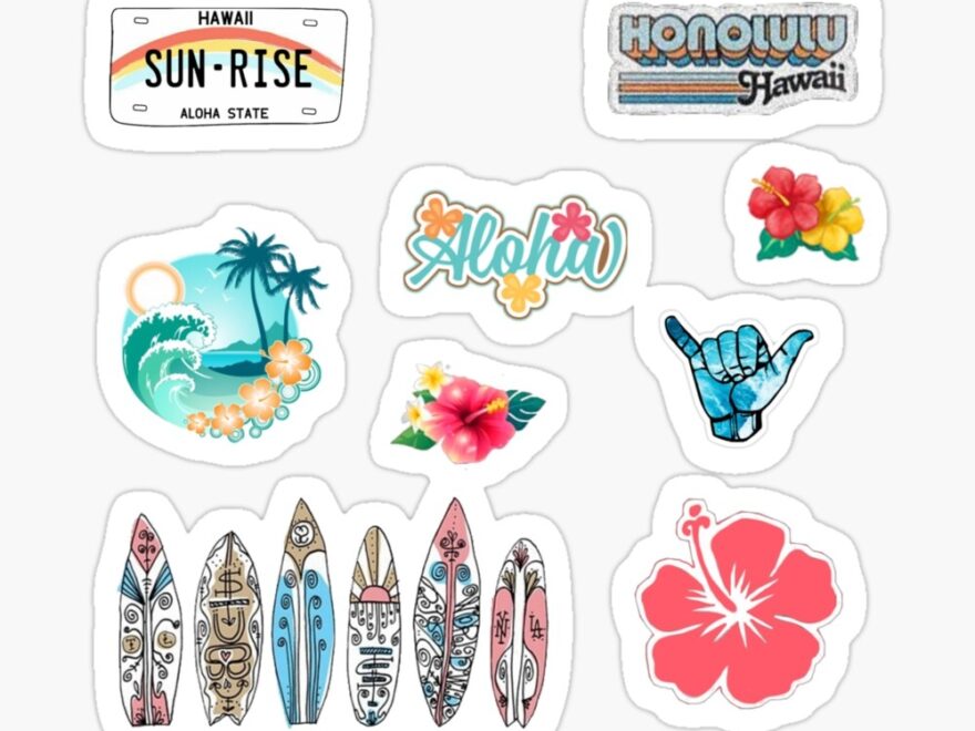 Hawaii Themed Sticker Pack Art Board Print For Sale By Callistapaige Redbubble
